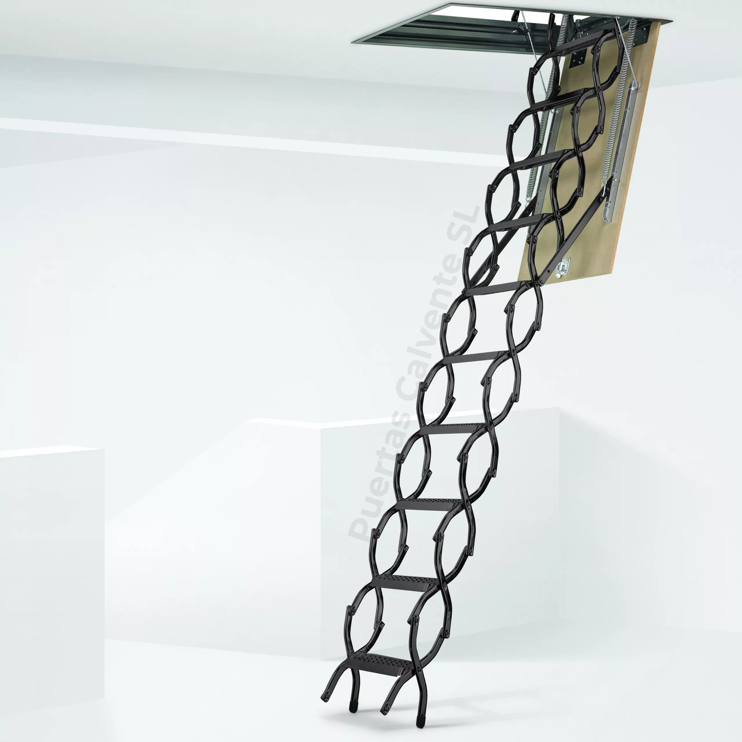 Escalera de tijera escamoteable ZX techo lacada negra
