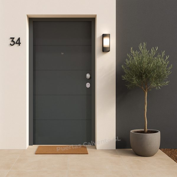 Puerta Acorazada Noir Sable 4 Rayas - Puertas Calvente