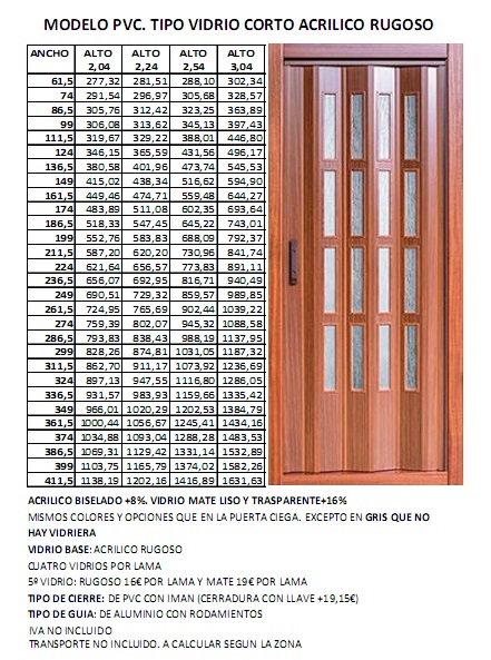 Puerta Plegable de Acordeón PVC Imitación madera